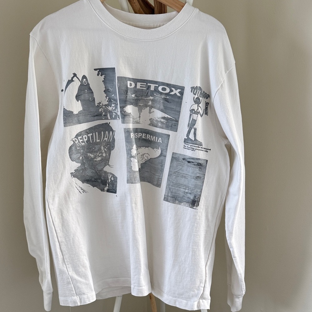 White Graphic Long Sleeve Shirt
